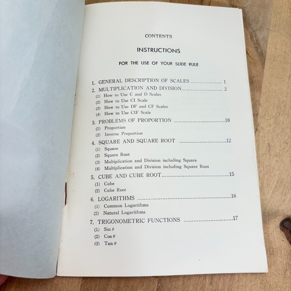 Vintage Compass Bamboo Slide Rules Instruction For General Calculation Manual