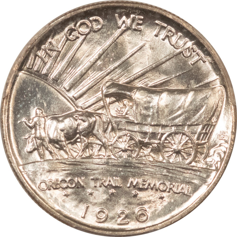 1926-S OREGON COMMEMORATIVE HALF DOLLAR - PCGS MS-64, WHITE HEADLIGHT!
