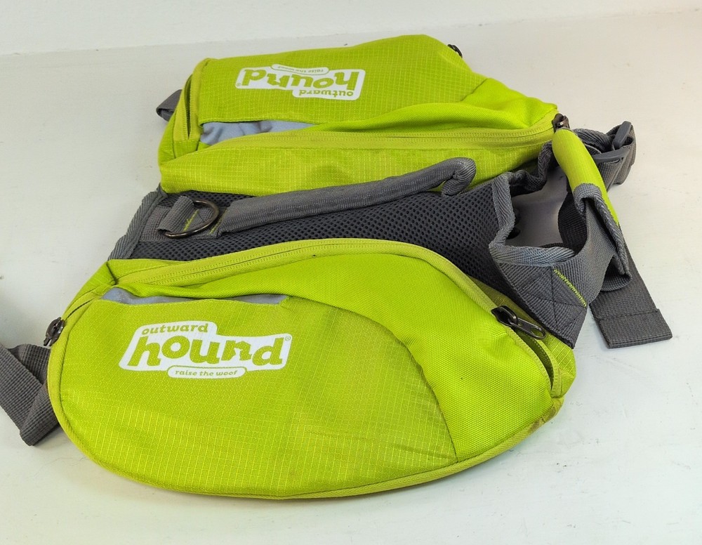 Outward Hound Quick Release Dog Backpack Green Hiking Day Pack Saddle Medium M