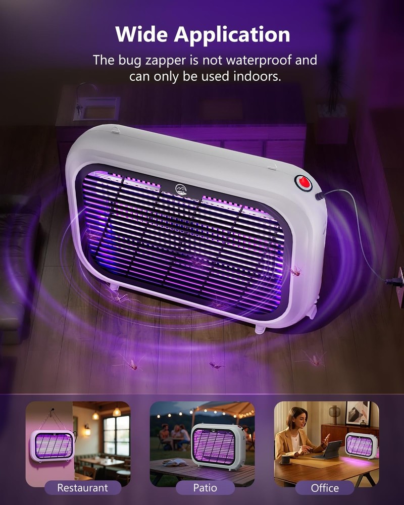 Indoor Bug Zapper, Powerful Fly Zapper with Double-Layer High-Voltage Grid, A...