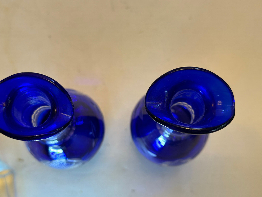 COBALT CUT TO CLEAR CONDIMENT, CASTER SET