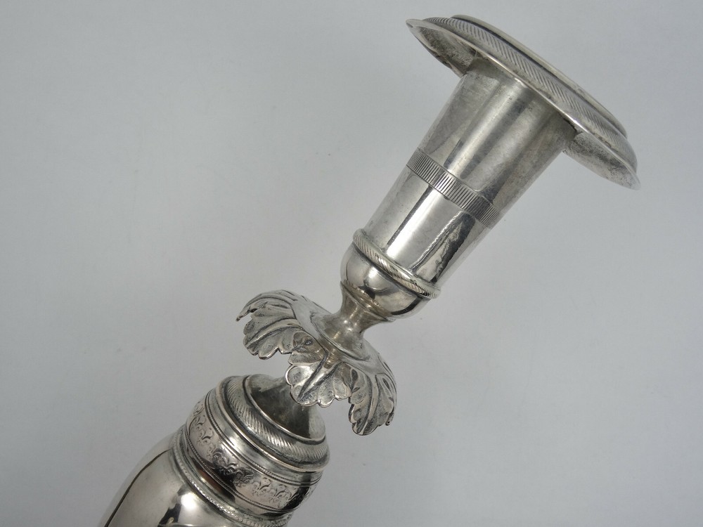 PAIR ANTIQUE 19c AUSTRIAN CONTINENTAL 800 SILVER SABBATH CANDLESTICKS 24 TR OZ