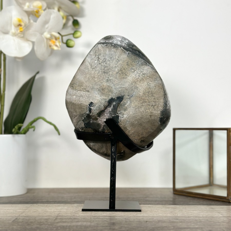 Amethyst Crystal Cluster Geode with Quartz Shell. MWS2636
