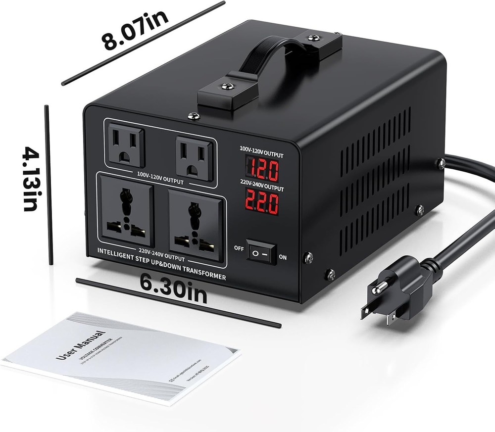 2000W Voltage Converter Transformer – Step Up/Down with LCD & Protection - NIB