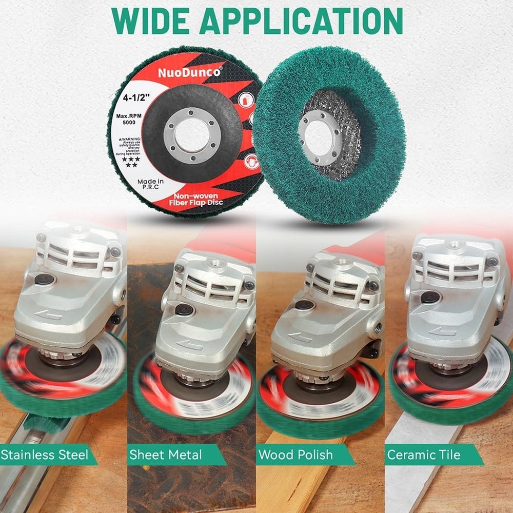Durable Nylon Flap Discs Set - 10Pcs 4.5 Inch For Angle Grinders & Surface Prep