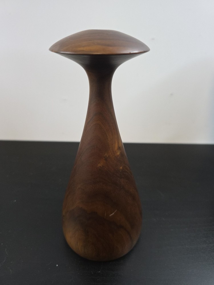 Wooden Walnut Solid Piece Candleholder MCM Decor