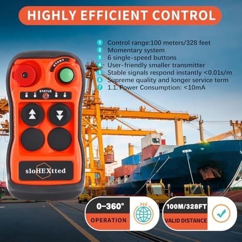 Industrial Wireless Overhead Crane Remote Control Kit - 2 Button 12V/24V Transmi