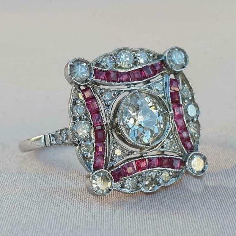 Ruby Pink Princess With Round Cut Lab Created Diamond Mother's Day Gift Ring