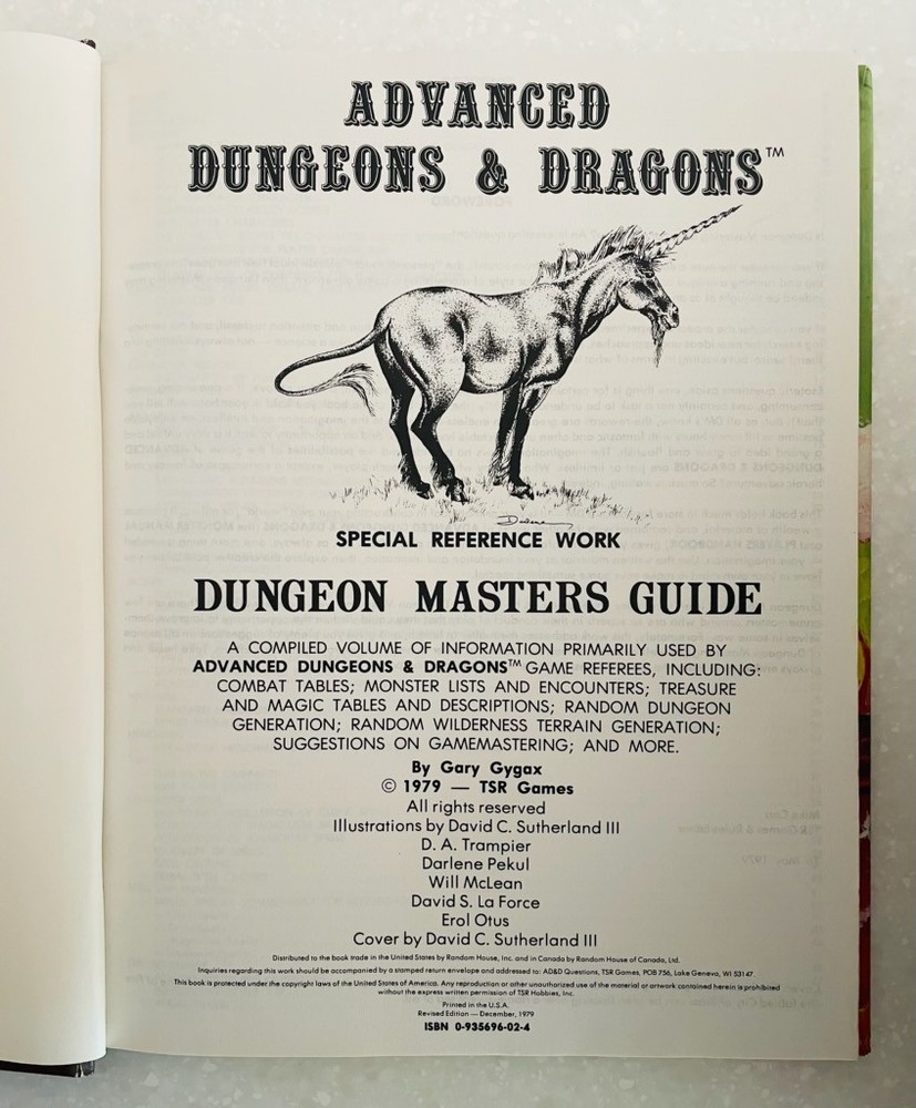 Advanced Dungeons & Dragons Dungeon Masters Guide AD&D, 1st Edition Rev Dec 1979