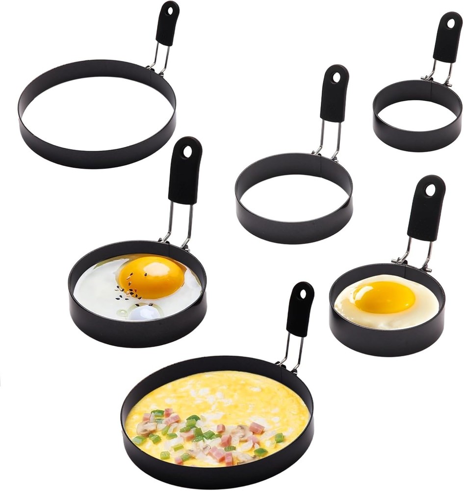 Egg Ring Set 6 Pack Stainless Steel Multi-Use Cookware Kitchen Gadgets