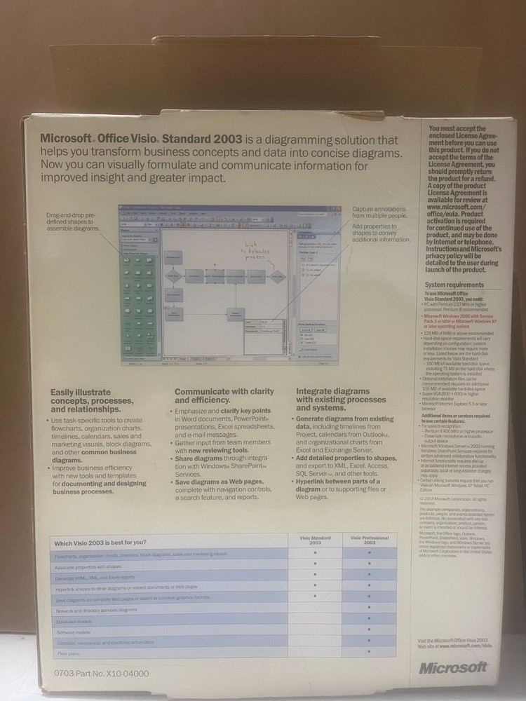 Visio Standard 2003 Microsoft Office, Academic Edition w/ Visual Diagrams Graph