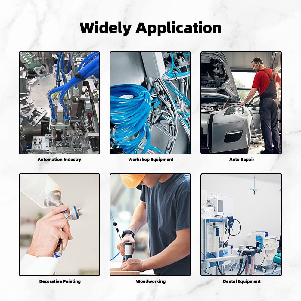 Pneumatic Tubing Black PU Air hose Pipe Tube Kit 6mm OD 4mm ID 39.4ft/12 Mete...