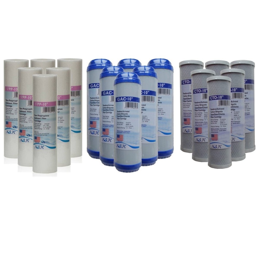 Universal Whole House Filter Replacement Set of 18 filters: Sediment, GAC & CTO