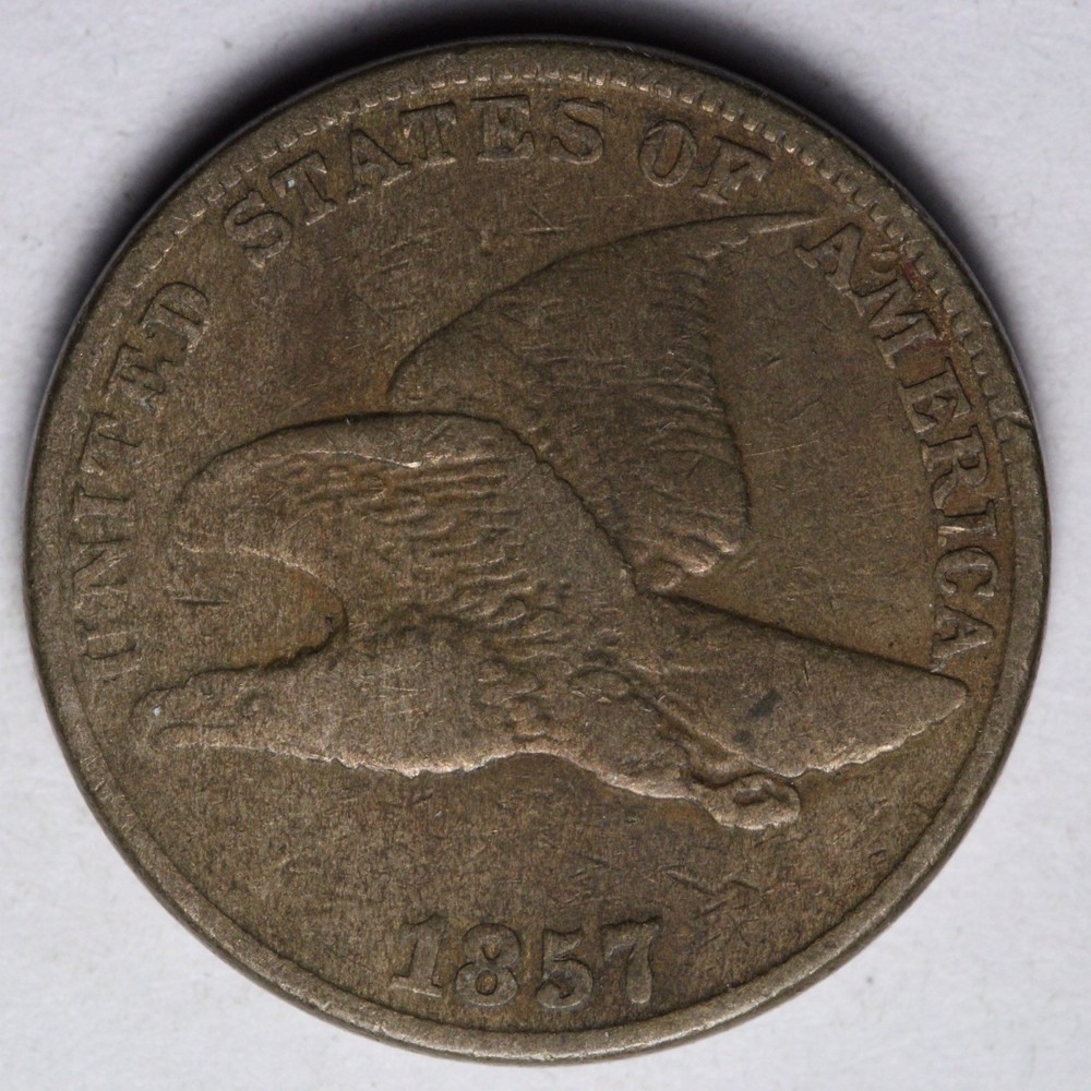 1857 Flying Eagle Cent Penny VF+ E140 KJFN