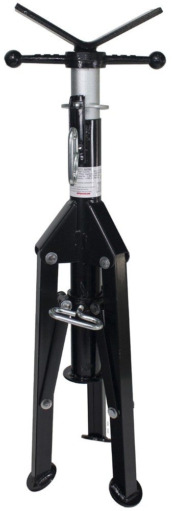 B&B Pipe 3900 High-Profile Adjustable Pipe Jack Stand with V-Head Folding Legs