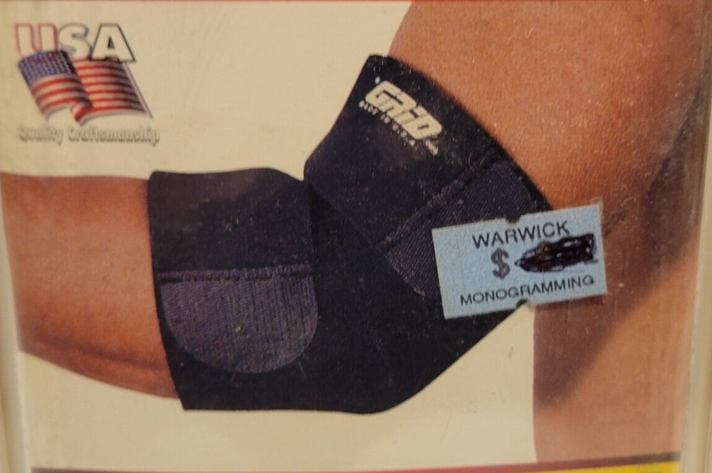 GRID Elbow Support Black One Size NOS Compression 2 strap 2x stitched 1988