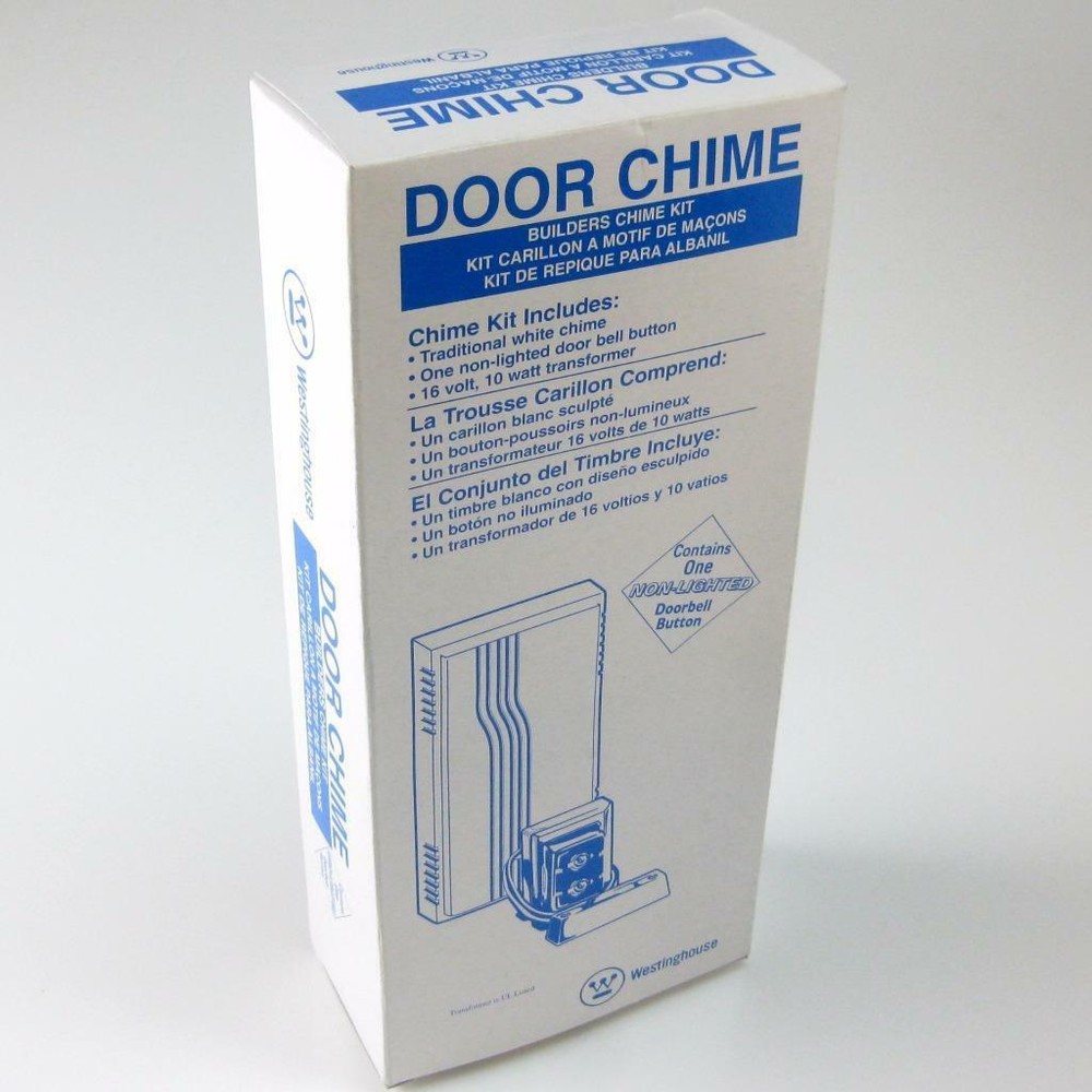 Angelo 76211 Builders White Door Chime Kit, Non-Lit Button, includes Transformer