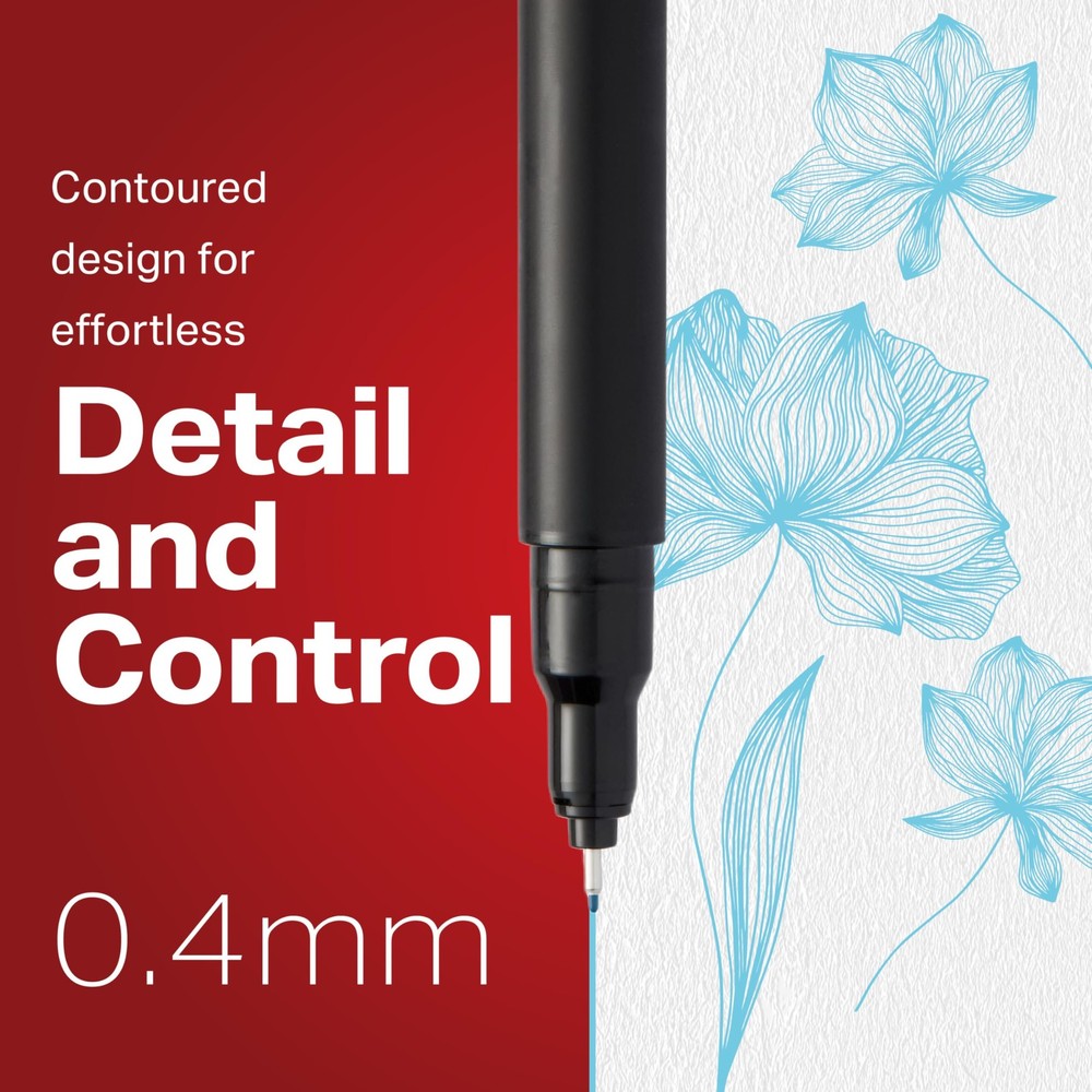 Felt Tip Pens, Fine Point (0.4mm), Blue, 12 Count