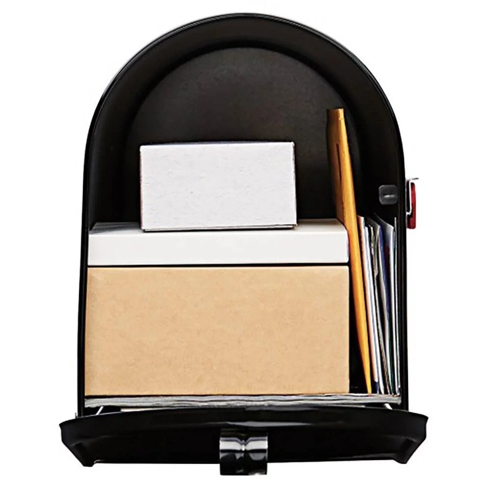 Elite Galvanized Steel, Large, Post-Mount Mailbox in Black