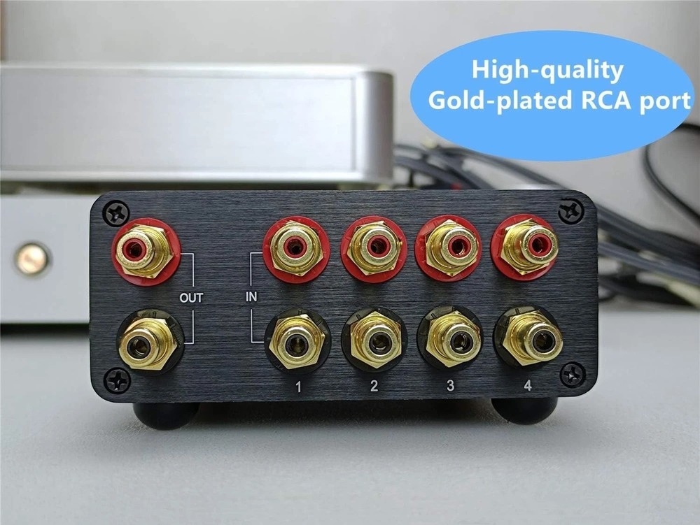 RCA Switch Stereo 4 in 1 Out Audio Signal Source Switcher HiFi Input Selector...