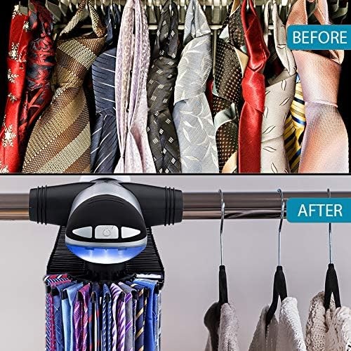 Motorized Tie Rack Closet Organizer with LED Lights Includes J Hooks for Wired..