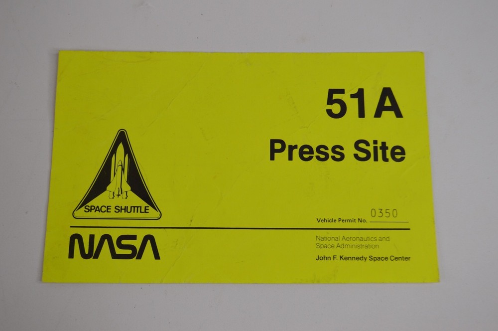 NASA STS-51A Press Site Gate Pass Discovery Space Shuttle TELESAT SYNCOM