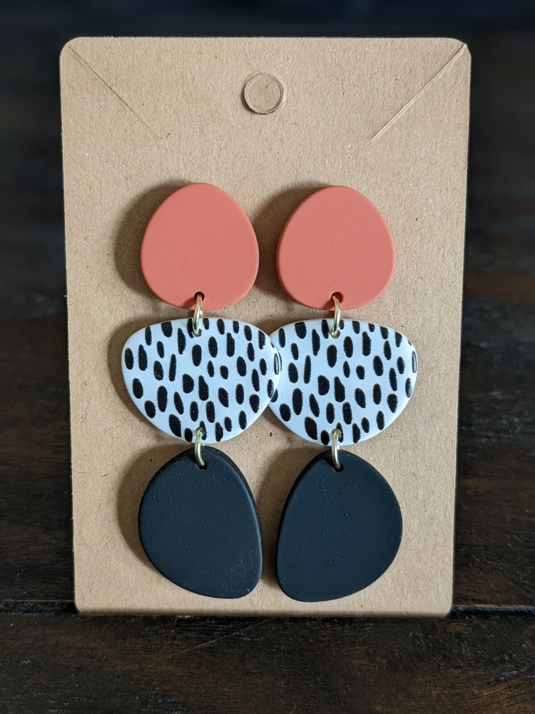 "Amelia" Black White and Rust Style Earrings