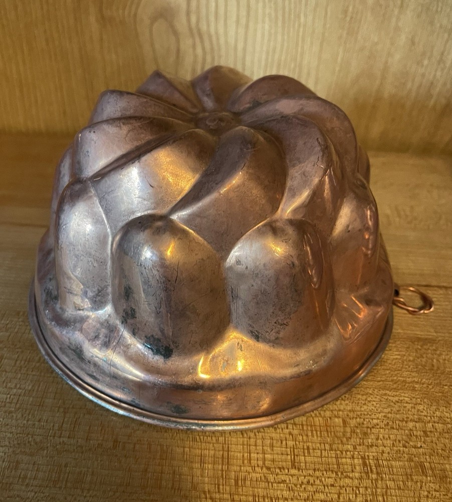 2 Vintage Copper Tin Lined Jelly Molds.