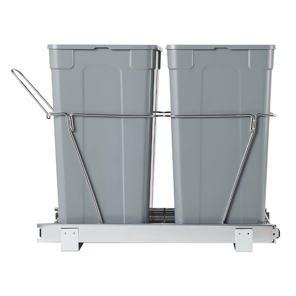 Double 35QTx2 Pullout Waste Container Under Cabinet Kitchen Trash Can Soft Close