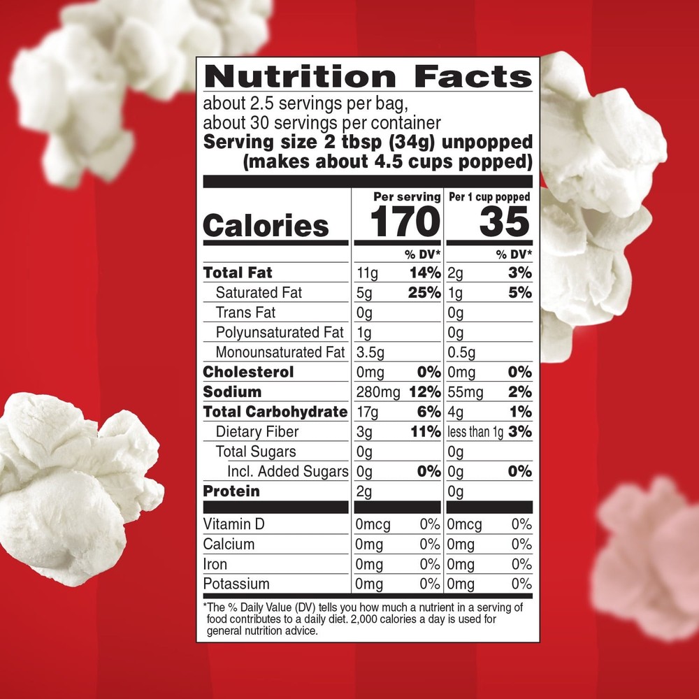 Microwave Popcorn Value Size, White Corn, 3.28 oz., 12-Count