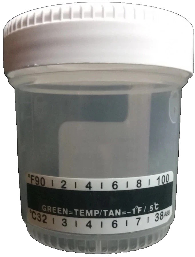 90ML Screwtop Specimen Collection Cup Container With Temperature Strip - 10 Pack