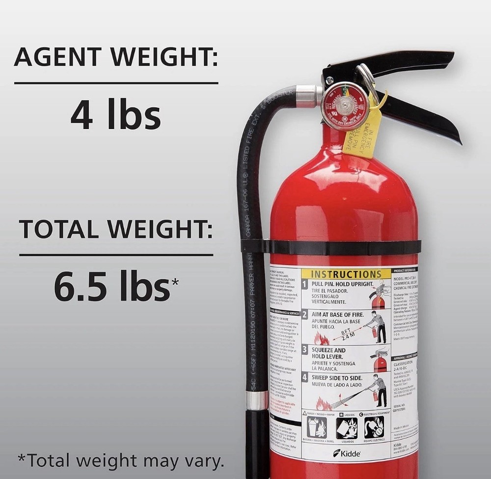 Kidde Pro 210 Fire Extinguisher - Rechargeable, Multi-Purpose Home & Office