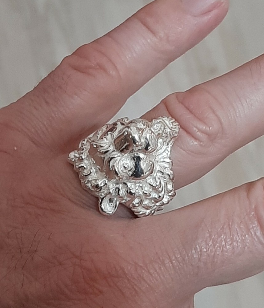 925 MENS SILVER RING SEAL LION SOLID HEAD