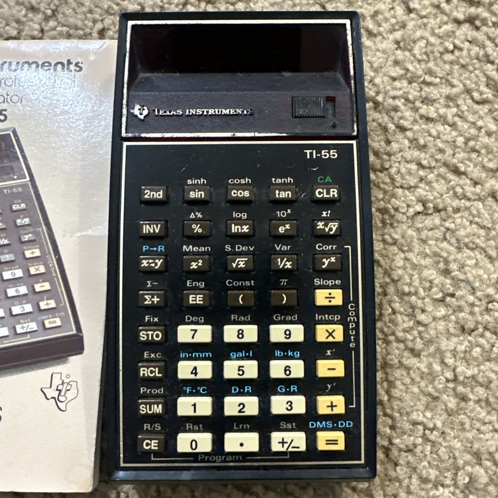 Texas Instruments TI-55 Advanced Pro Programmable Calculator Vintage 70s Tech