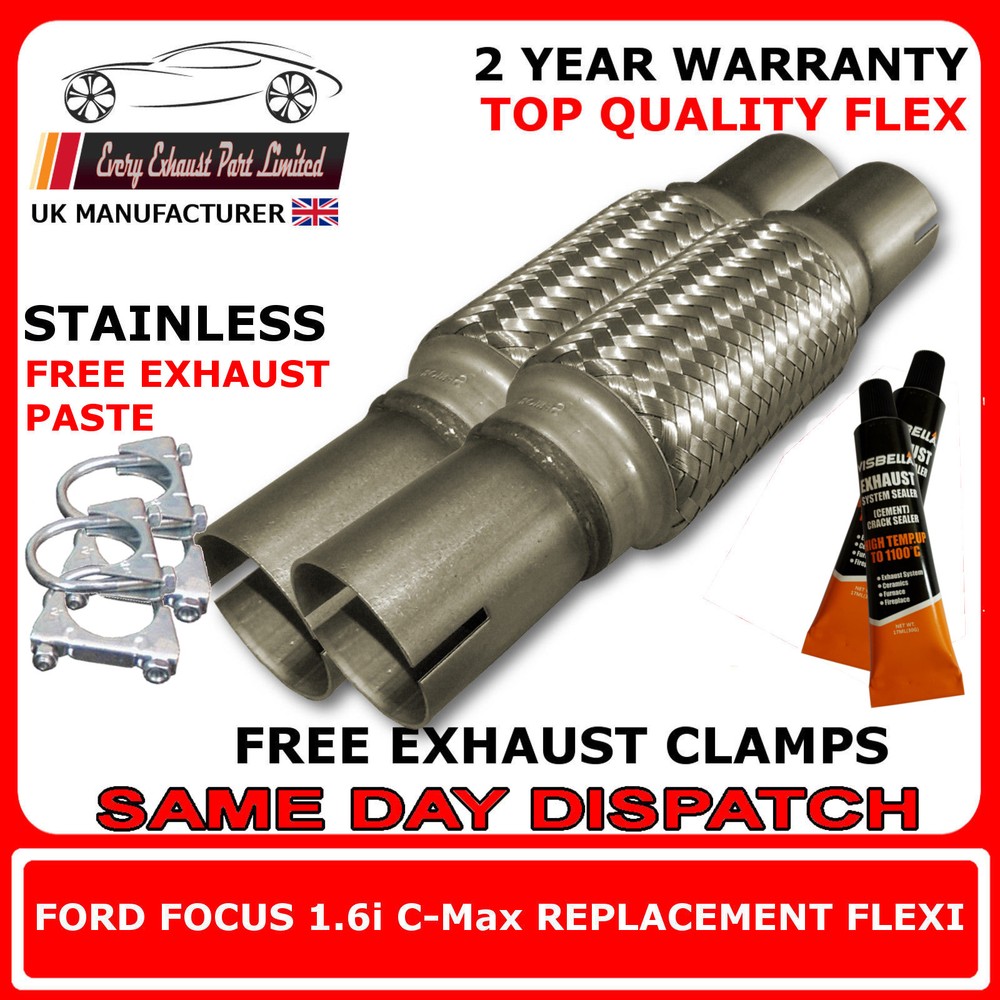 Ford Focus C-Max 1.6i 2004-08 Exhaust Replacement Flex Flexi front Pipe x 2
