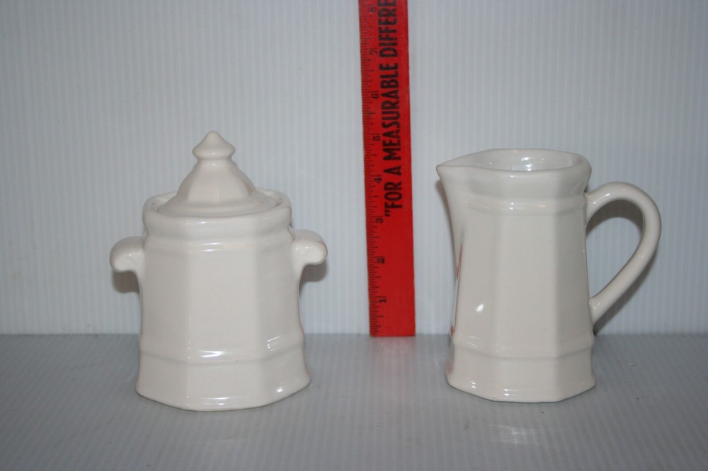 Pfaltzgraf Heritage White Creamer & Sugar Set Lighthouse Style 8 Panel EUC