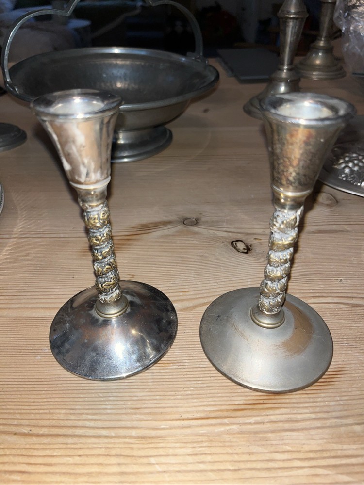 Vintage Fallstaff Twisted Candle Sticks Silver Plate