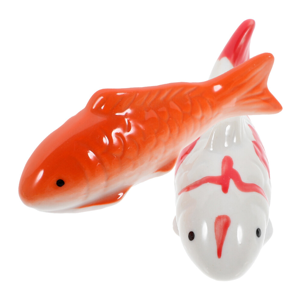 2Pcs Fish Decor Decorative Fish Ceramic Floating Fish Ceramic Fish Crafts