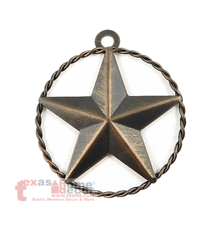 Rustic Tiny Small Barn Star Twisted Wire Ring 4 inch Tin Metal Brushed Copper