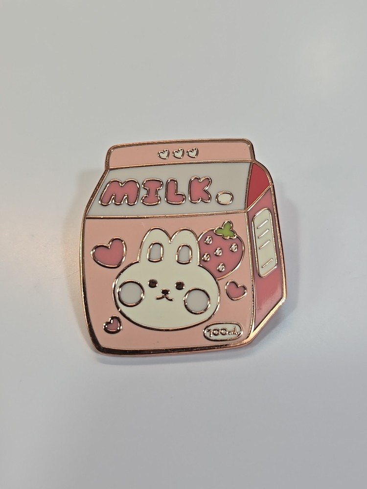 Strawberry Milk White Bunny Rabbit Lapel Pin