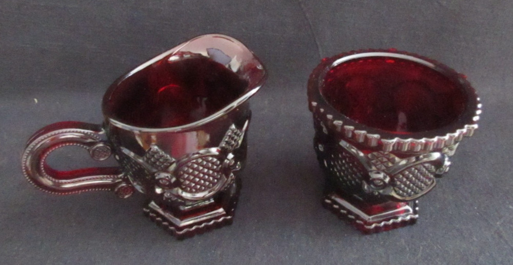 Vintage Avon Cape Cod Sugar & Creamer Set-Ruby Red-1980's