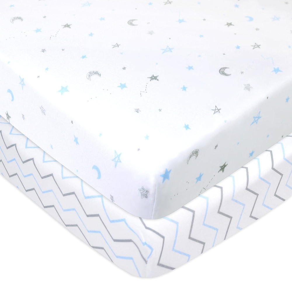 Comforting 2 Pack Cotton Fitted Playard Sheets - Durable & Machine Washable