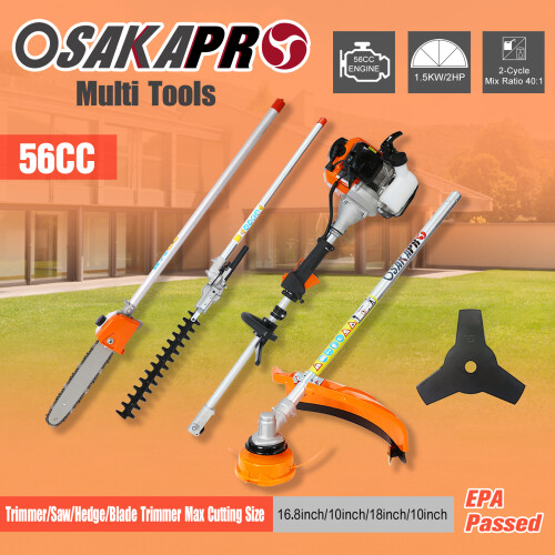 4 in 1 56cc 2-Cycle Multi Function Tool Gas Pole Saw Cutter String Grass Trimmer