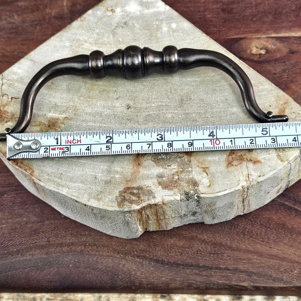 VTG Solid Brushed Antique Brass Drawer Pull Handle and Knobs Swan Neck Hardware