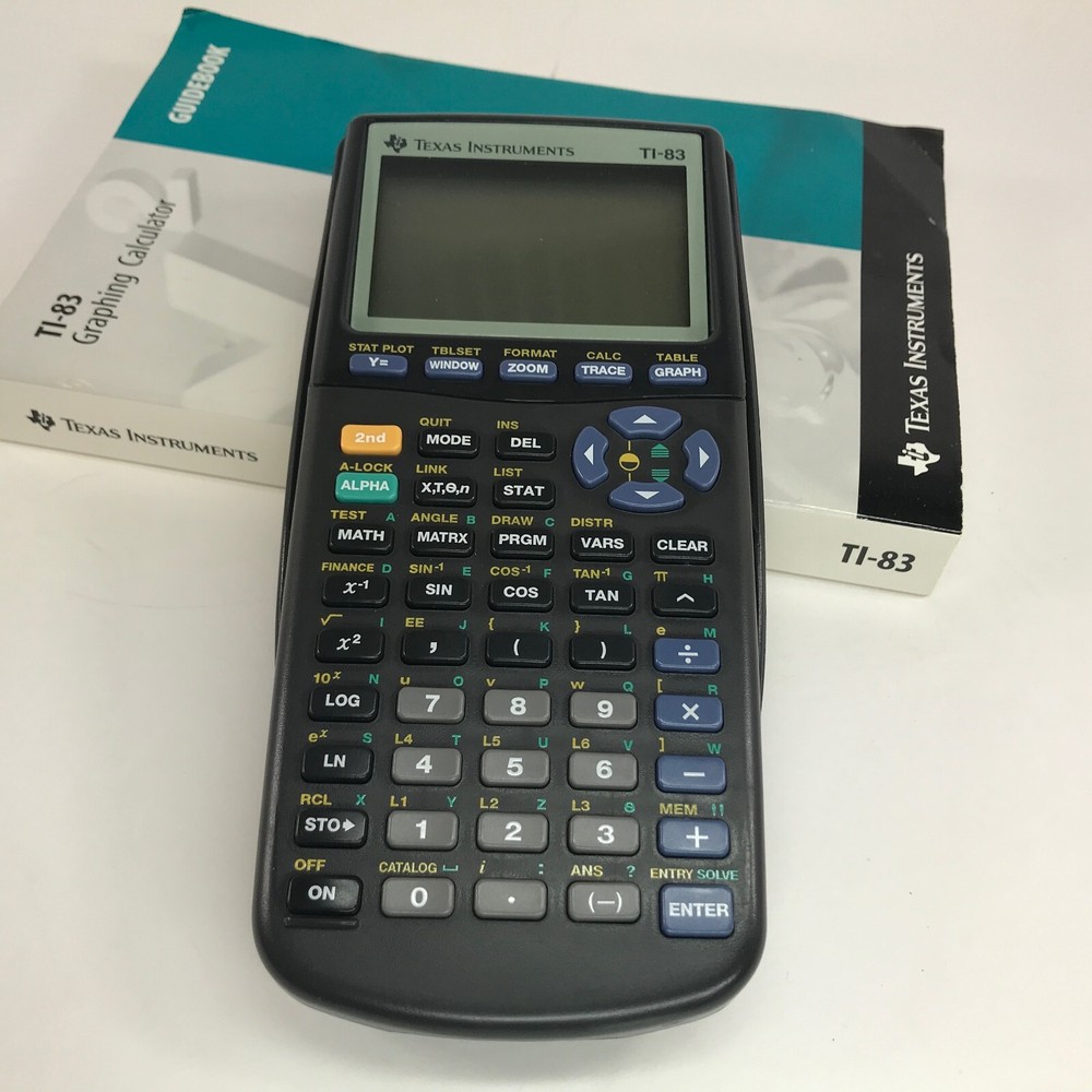 Texas Instruments TI-83 Graphing Calculator + Cover & Manual BROKEN