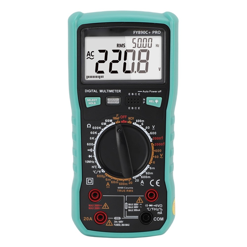 Digital Multimeter 6000 Counts Tester 2000V Voltage Current Capacitance Testing