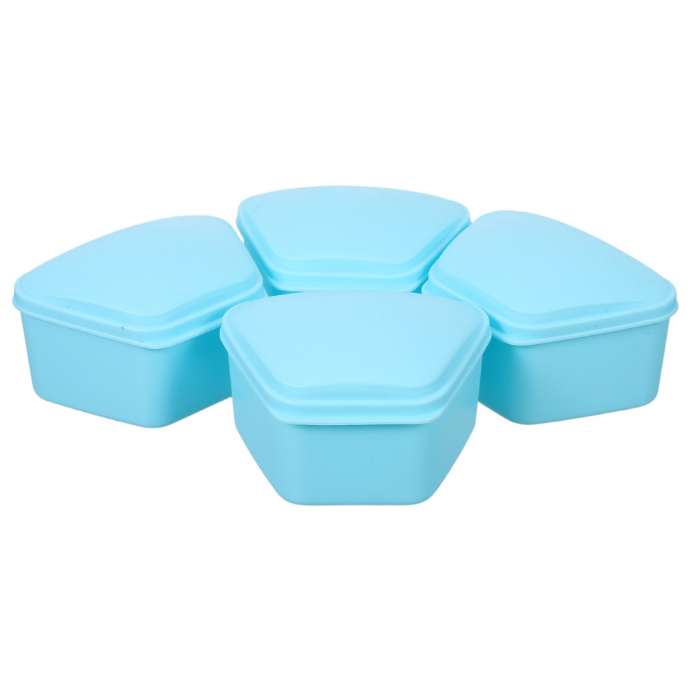 4 Pcs Retainer Storage Box Denture Soaking Container Travel Case