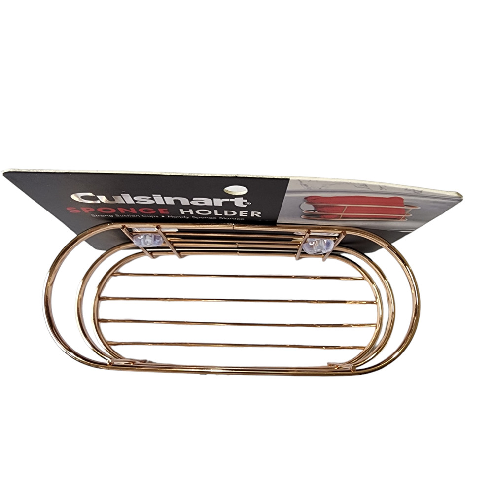 Cuisinart Sponge Basket Suction Cup Mount Kitchen Sink Tool Rack Gold