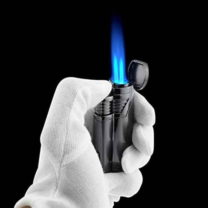 GUEVARA Butane Torch Lighter with Punch Windproof Double Jet Lighters (Grey)
