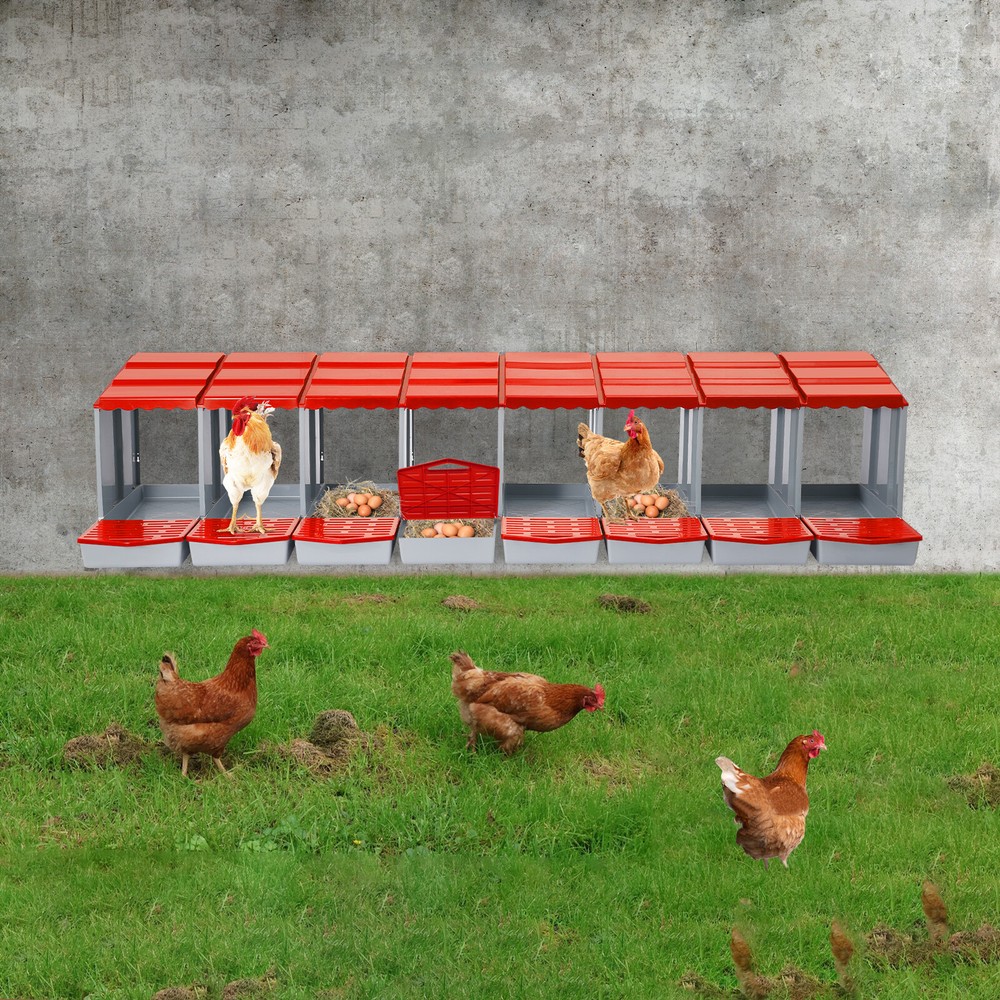 8-Compartment Chicken Nesting Box with Egg Collection Chicken Laying Boxes Farm